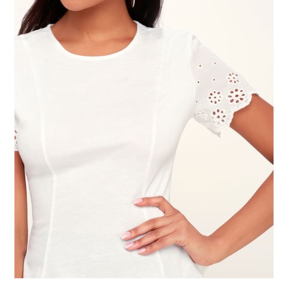 WHITE EYELET SLEEVE PEPLUM TOP! - Picture 5 of 5